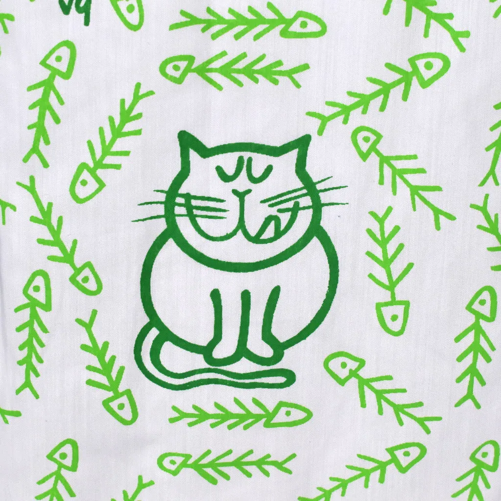 1960s Hungry Green Cat Maxi Dress