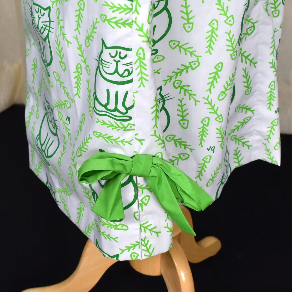 1960s Hungry Green Cat Maxi Dress