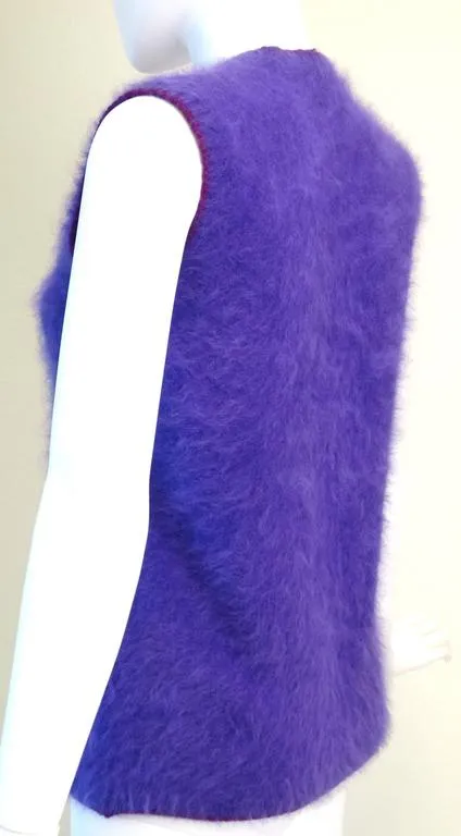 1990s Gianni Versace Couture Purple Angora Sweater Vest
