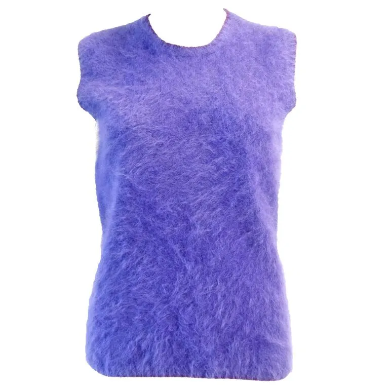 1990s Gianni Versace Couture Purple Angora Sweater Vest