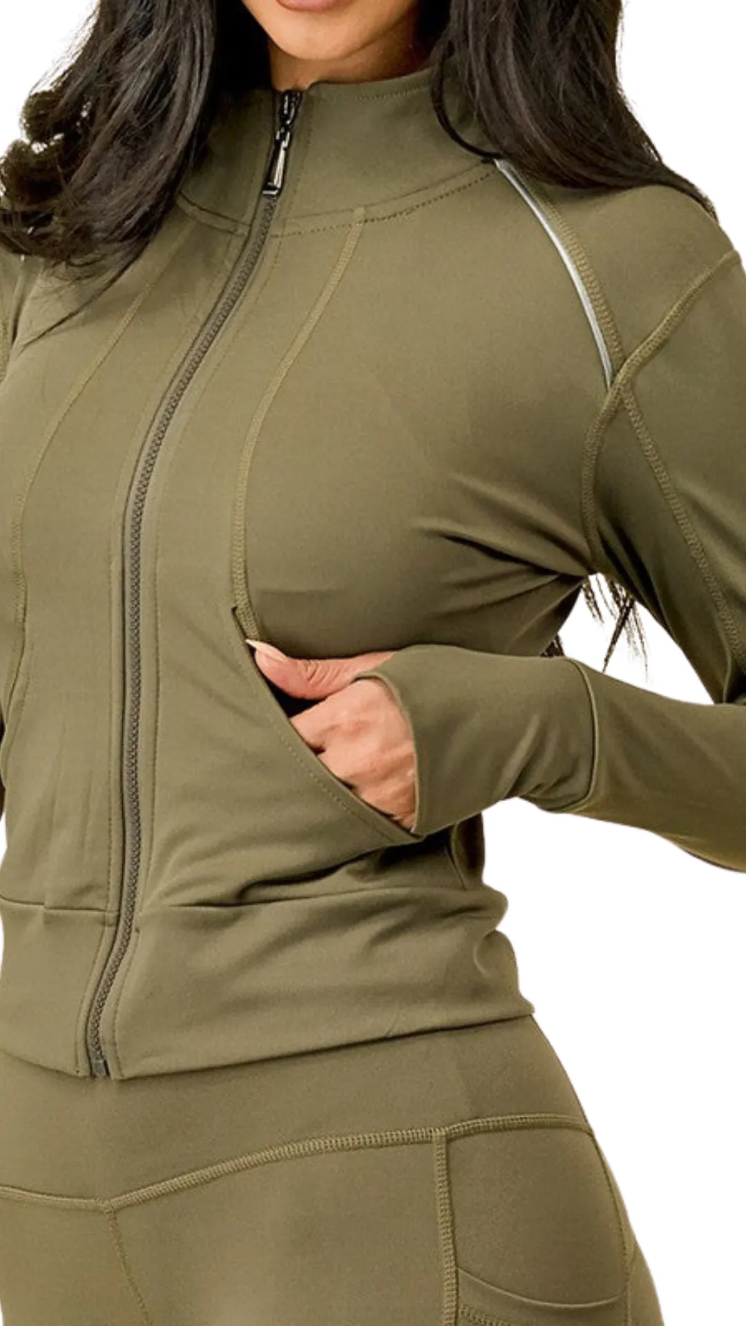 3 Piece Matching Workout Set in Khaki Green (Last Chance-No Restock)