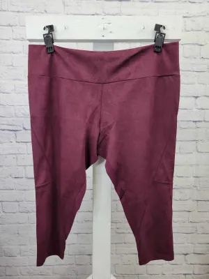 3XP MERLOT A371178 Women with Control Petite Tummy Control Faux Suede and Ponte Leggings