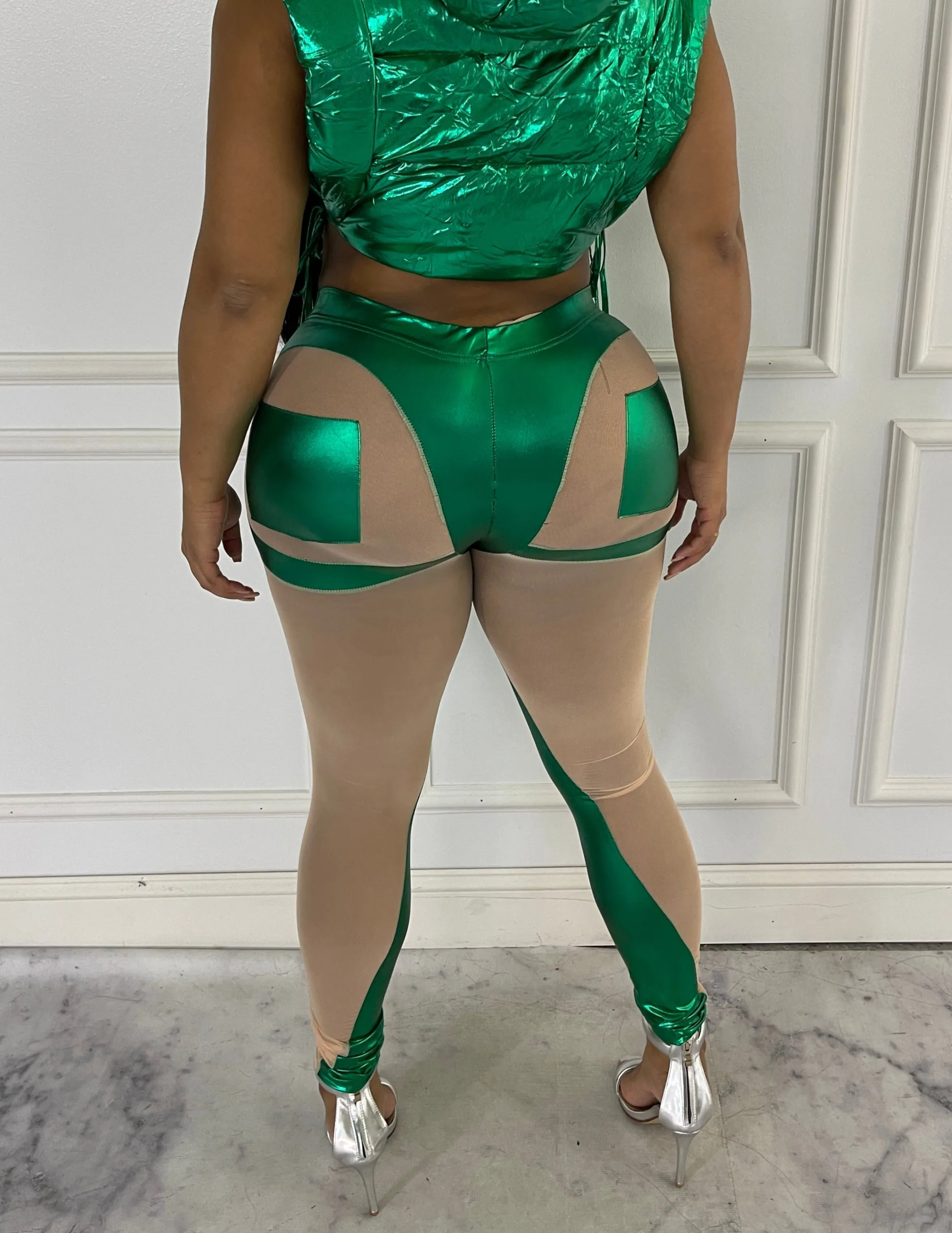 809-23P-PU Mesh Contrast Leggings
