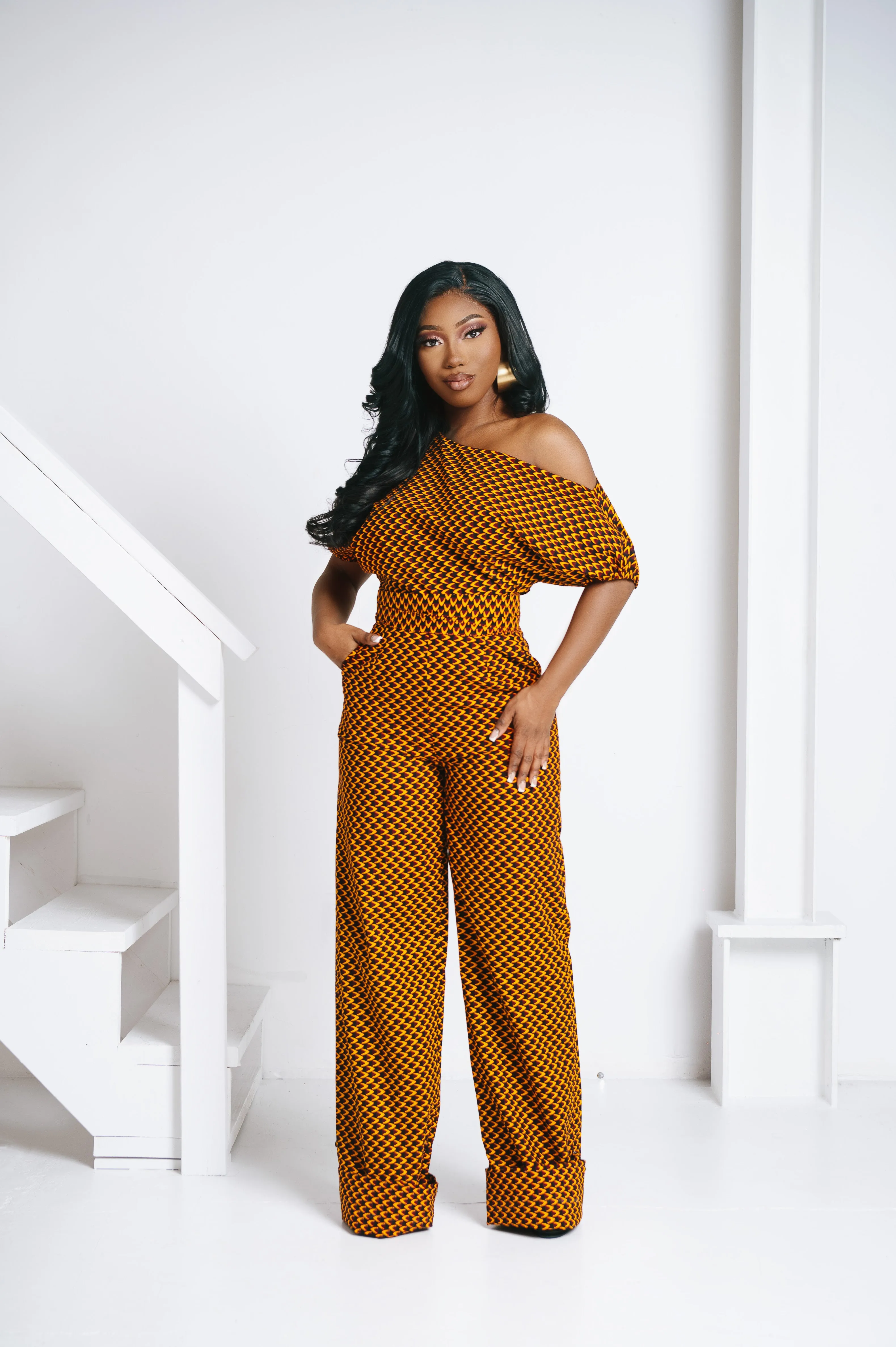 AGBANI African print One Shoulder jumpsuit (3 LENGTH)