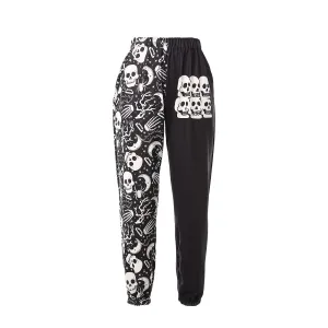 Amuver Womens Boho Hippie Harem Pants High Smocked Waist Printed Patchwork Sweatpants Yoga 90S Goth Baggy Casual Trousers