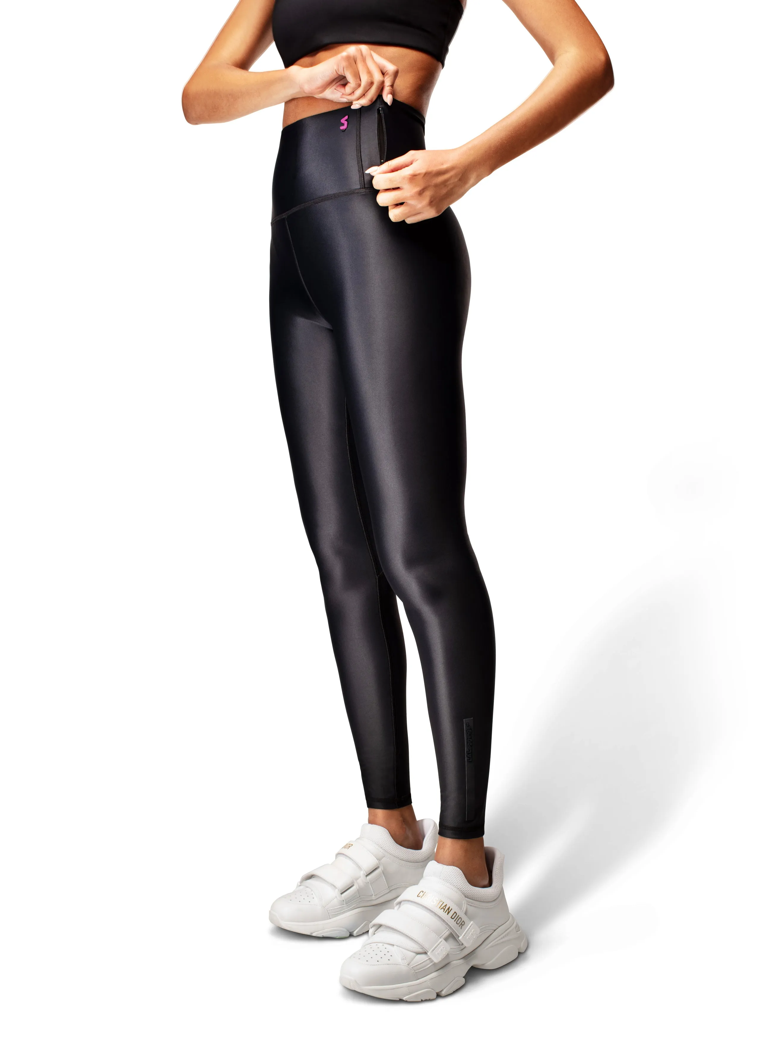 ANDROMEDA LEGGINGS IN BLACK | PINK SHINE