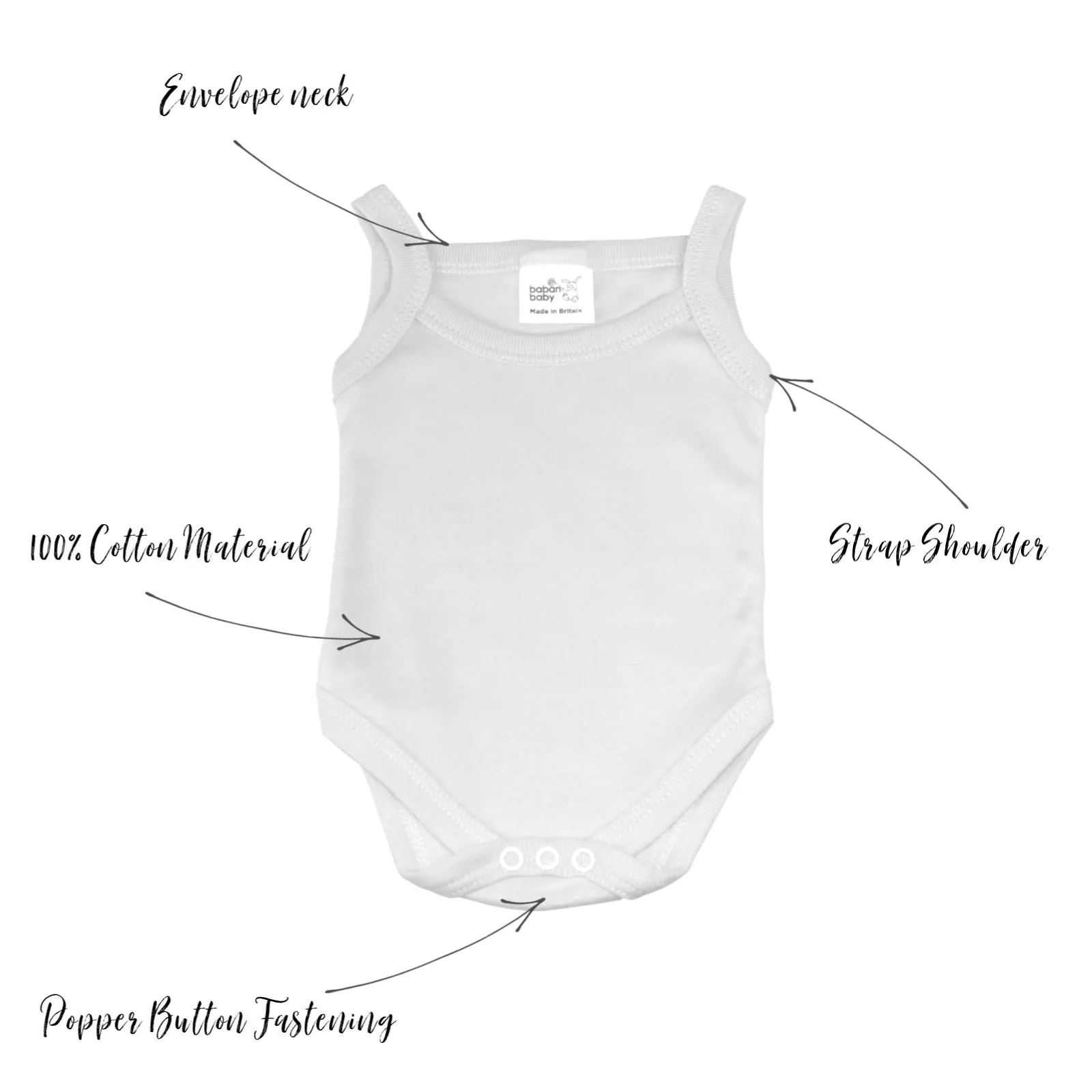 Baban Baby Strap Shoulder Bodysuits - 2 Pack