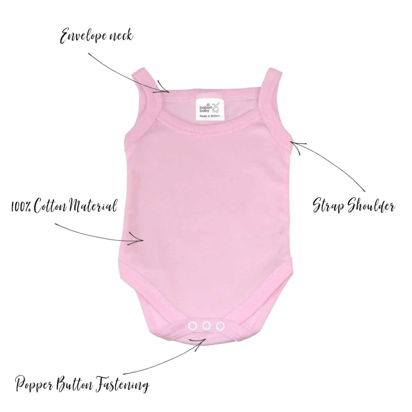 Baban Baby Strap Shoulder Bodysuits - 2 Pack