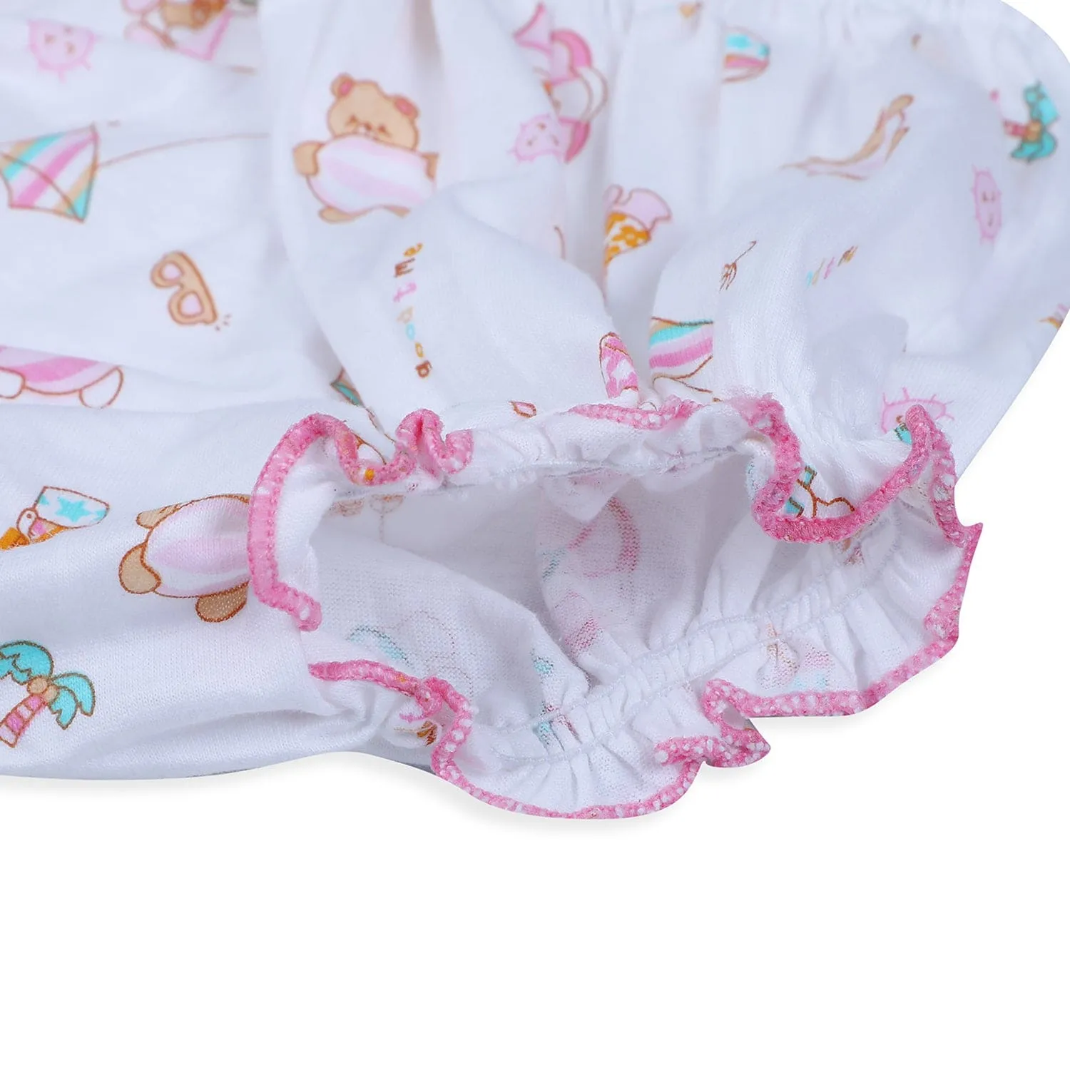 Baby Moo Kite Flying Bear Pure Cotton Sleeveless Vest With Matching Bottom 2pcs Set - Pink