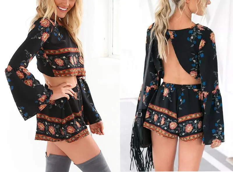 Backless Two Piece Romper