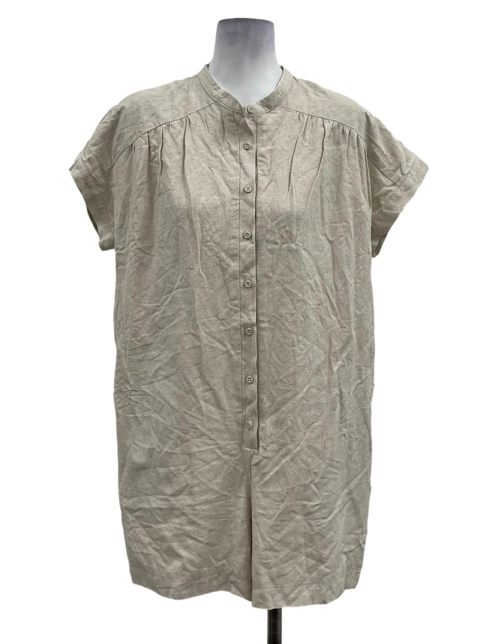 Beige Buttoned Romper OSN