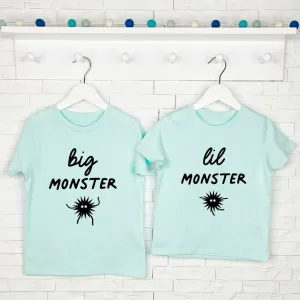 Big Monster Little Monster Sibling T Shirt Set