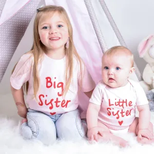 Big Sister Little Sister Matching Tops In Pink And Red