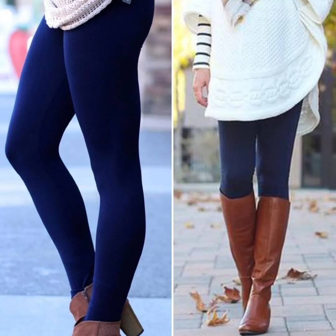 Black High Rise Tummy Control Fleece Leggings