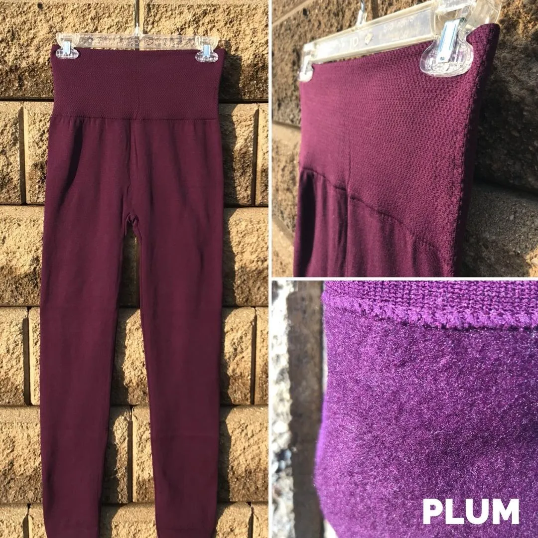 Black High Rise Tummy Control Fleece Leggings