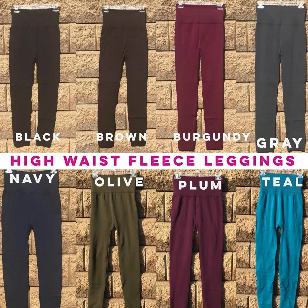 Black High Rise Tummy Control Fleece Leggings
