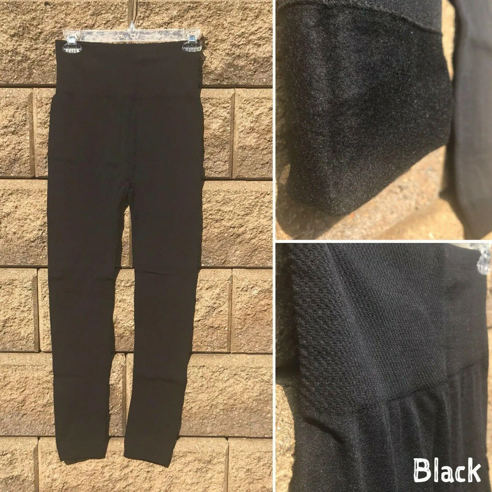 Black High Rise Tummy Control Fleece Leggings