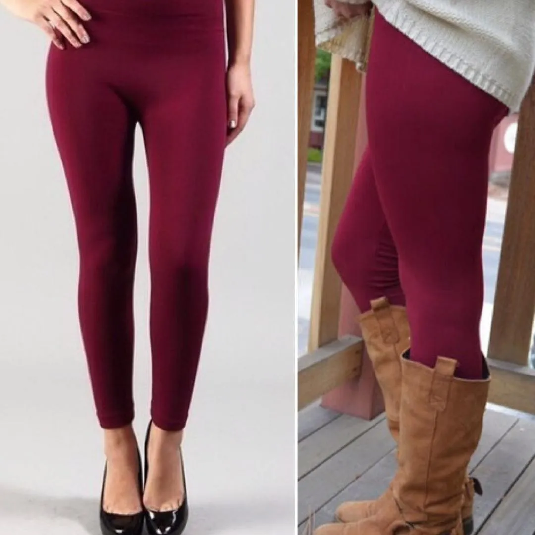 Black High Rise Tummy Control Fleece Leggings