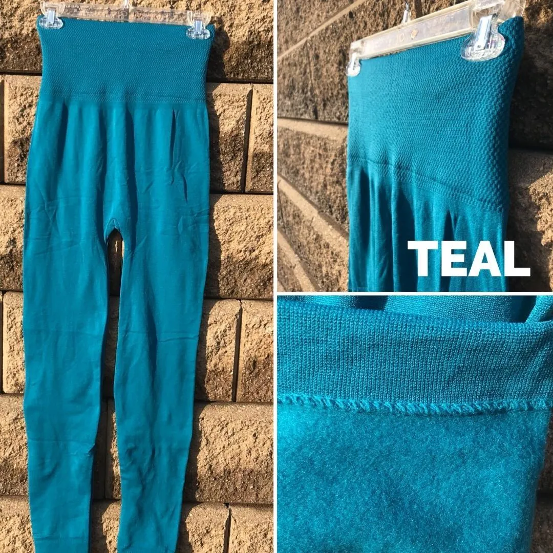 Black High Rise Tummy Control Fleece Leggings
