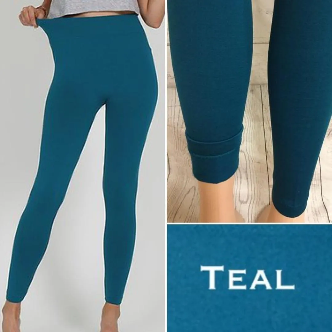 Black High Rise Tummy Control Fleece Leggings