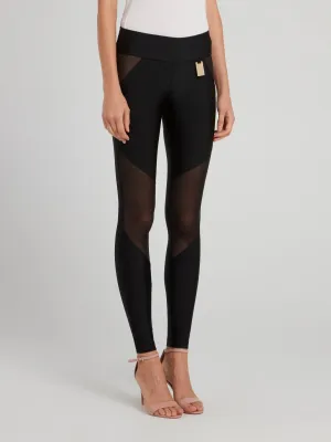Black Mesh Panel Leggings