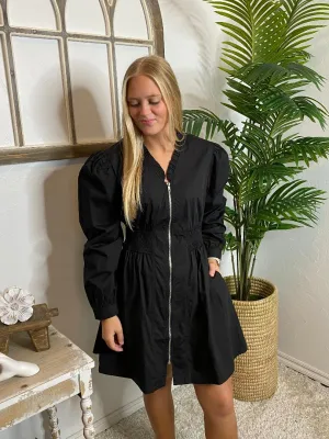 Black Zip Up Dress S-XL