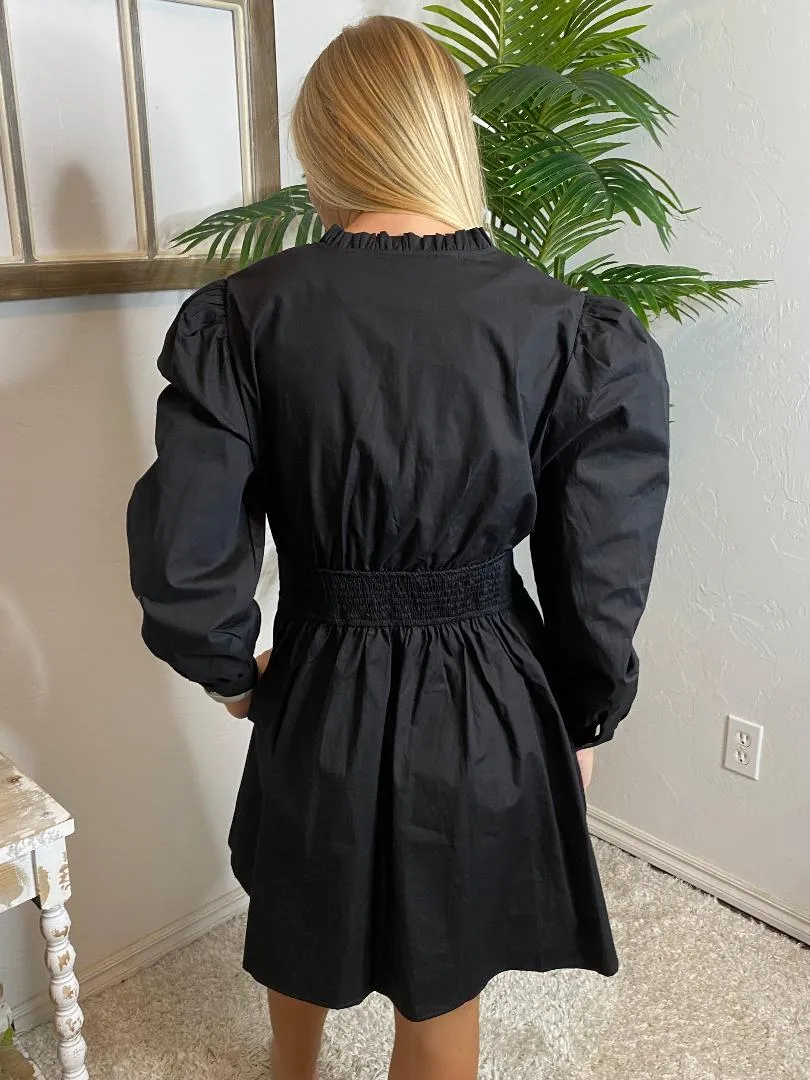 Black Zip Up Dress S-XL