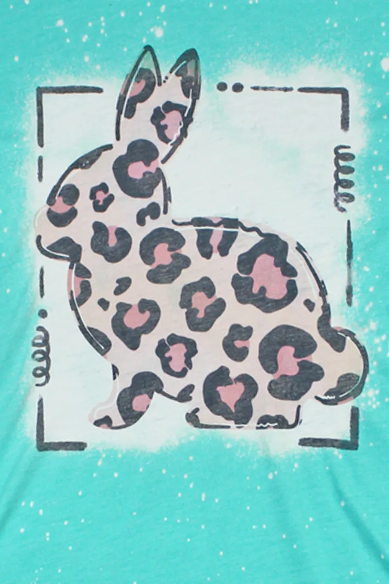 Bleached Doodle Bunny Leopard Tri-Blend Short Sleeve Tee