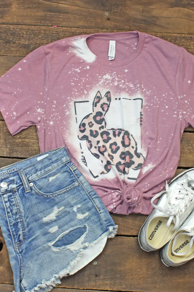 Bleached Doodle Bunny Leopard Tri-Blend Short Sleeve Tee