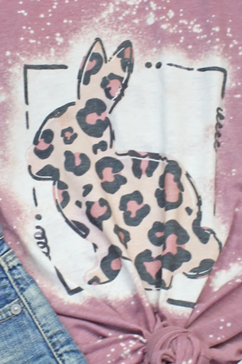 Bleached Doodle Bunny Leopard Tri-Blend Short Sleeve Tee