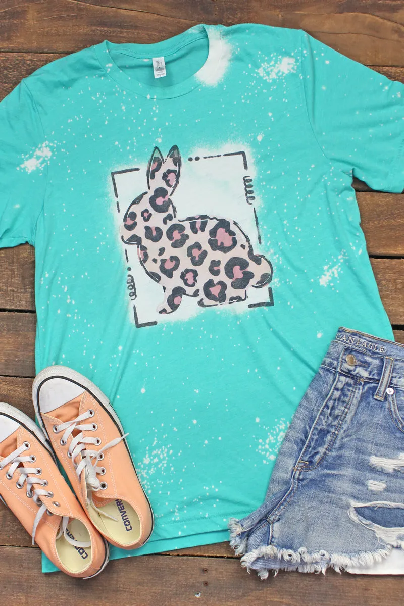 Bleached Doodle Bunny Leopard Tri-Blend Short Sleeve Tee