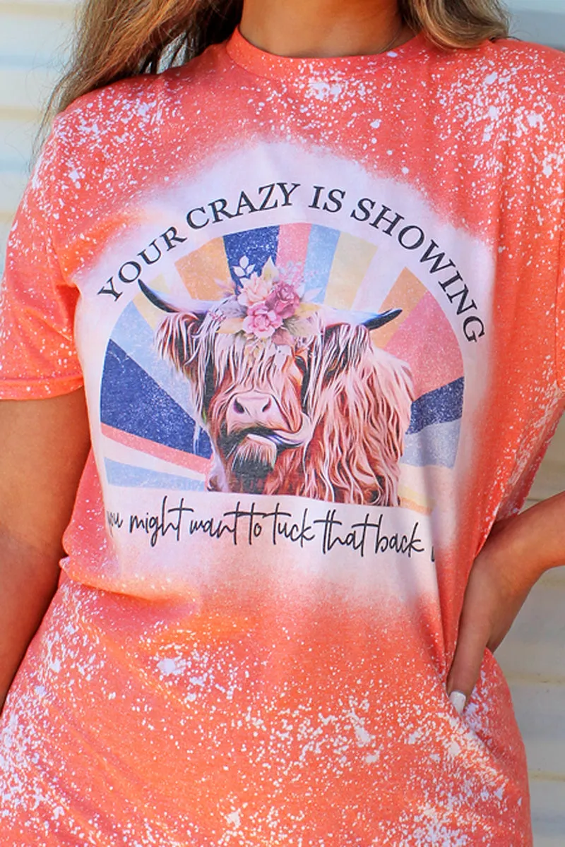 Bleached Floral Crazy Cow Softstyle Adult T-Shirt