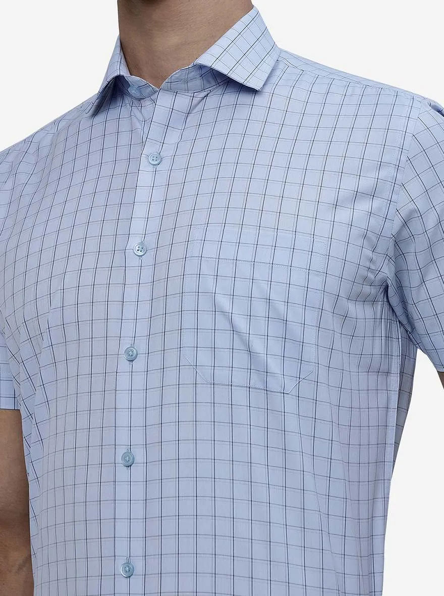 Blue Checked Regular Fit Formal Shirt | Greenfibre