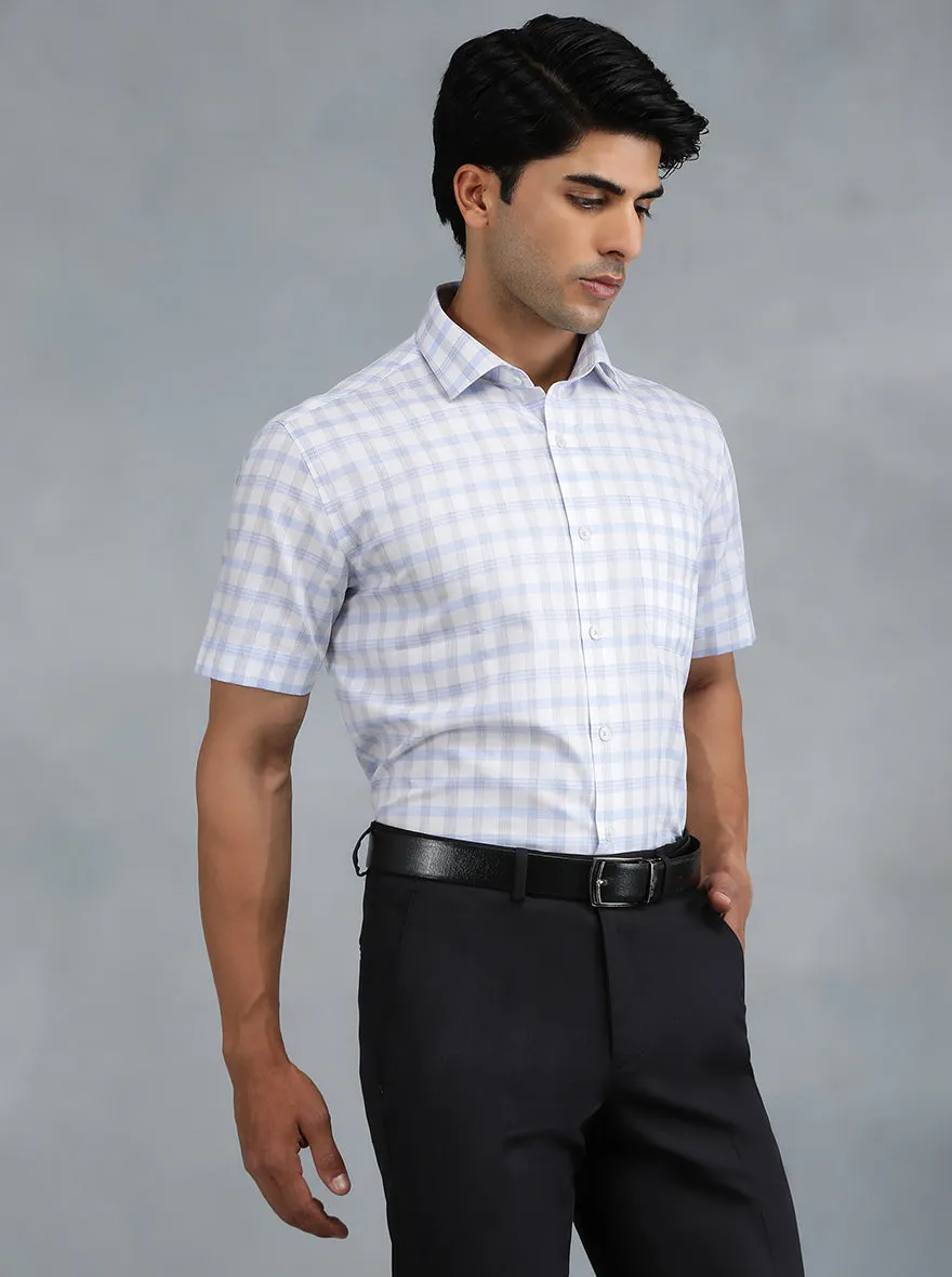 Blue Checked Regular Fit Formal Shirt | Greenfibre