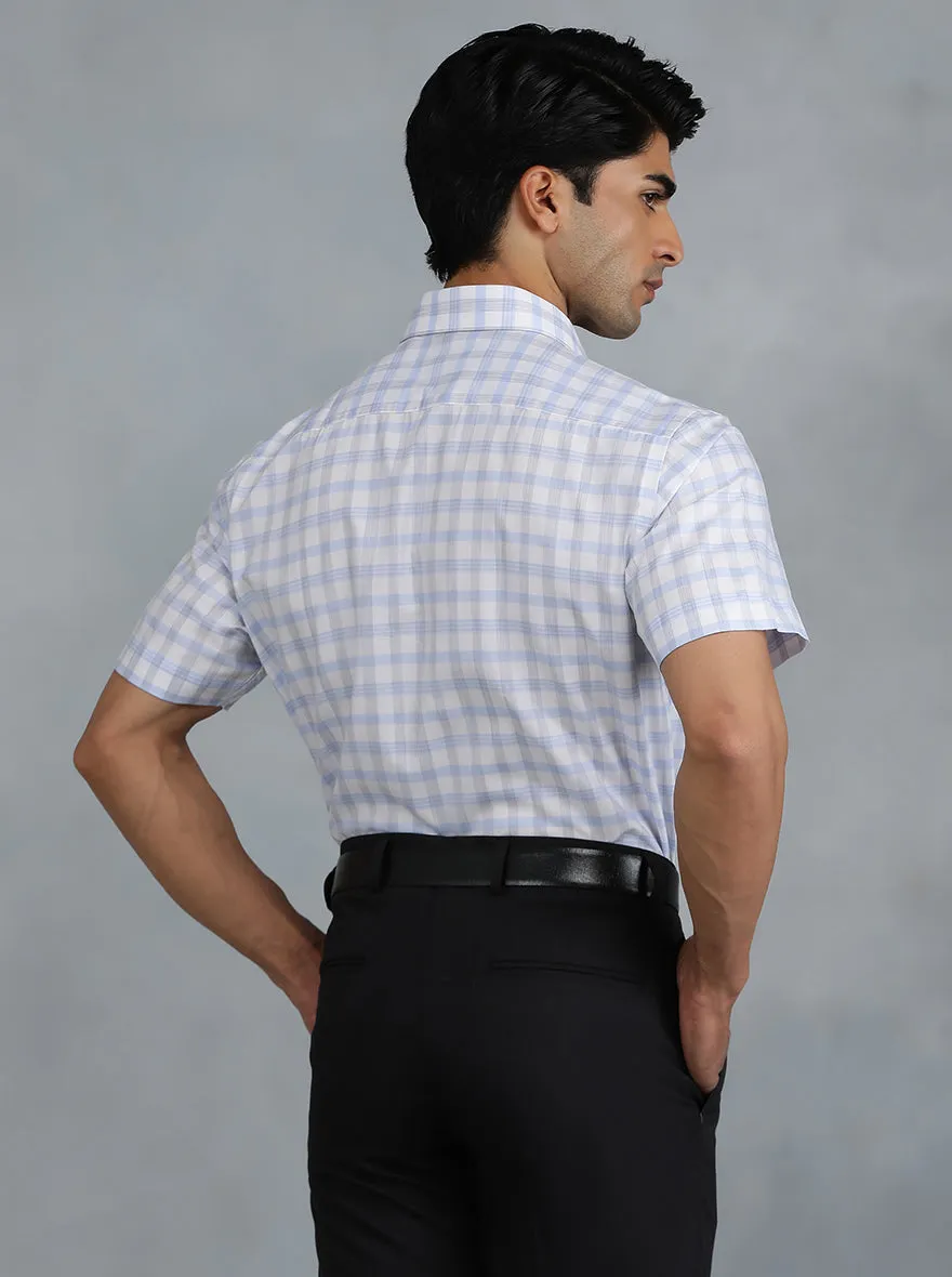 Blue Checked Regular Fit Formal Shirt | Greenfibre
