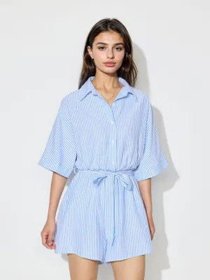 Blue Front Buttoned Jumpsuit