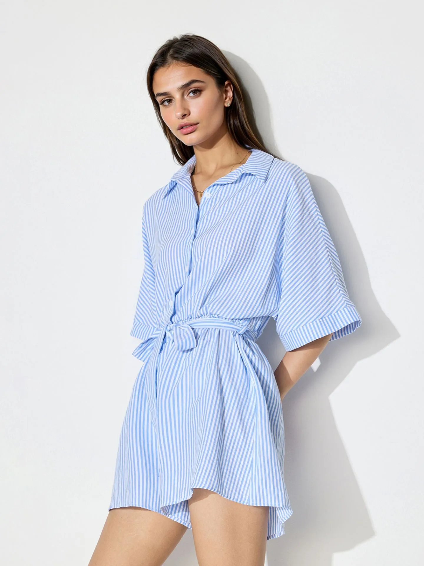 Blue Front Buttoned Jumpsuit