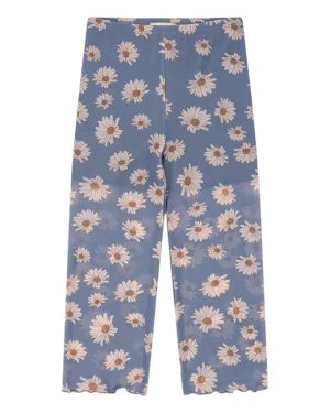 Blue Mesh Pants with Daisy Pattern