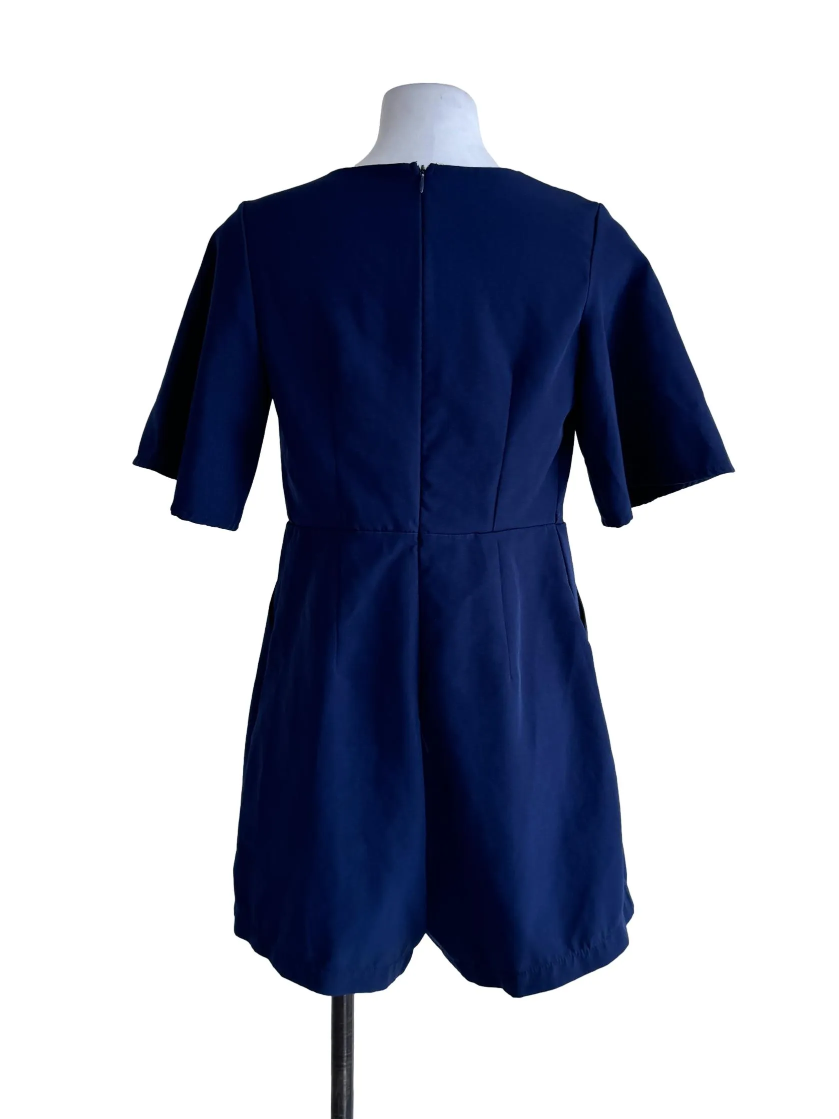 Blue Plain Buttoned Rompers