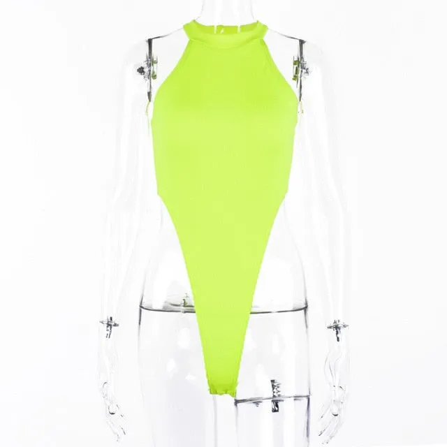 Bodycon Neon Bodysuits Summer Colorful Backless Outfit Club Party Jumpsuit
