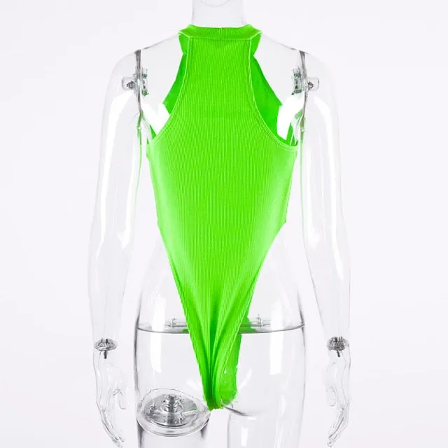 Bodycon Neon Bodysuits Summer Colorful Backless Outfit Club Party Jumpsuit