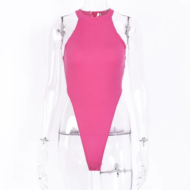 Bodycon Neon Bodysuits Summer Colorful Backless Outfit Club Party Jumpsuit