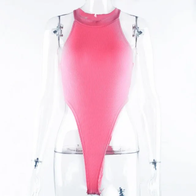 Bodycon Neon Bodysuits Summer Colorful Backless Outfit Club Party Jumpsuit