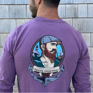 Boston Scally The Sailor Long Sleeve Pocket Tee T-Shirt - Plum