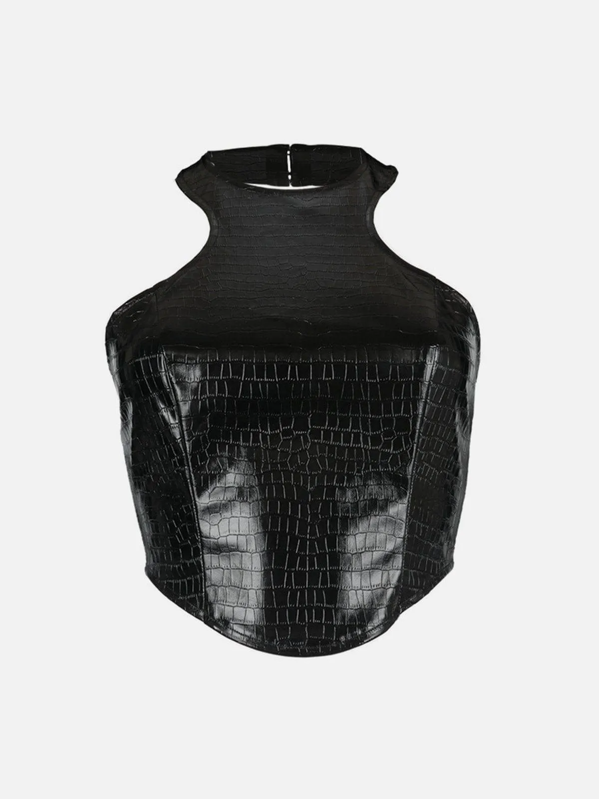 Bow Zipper Check Patchwork Vest