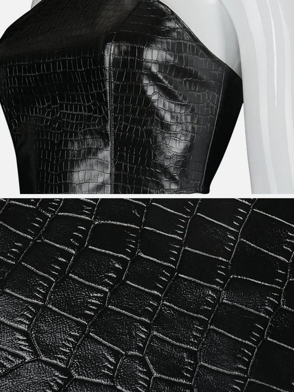 Bow Zipper Check Patchwork Vest