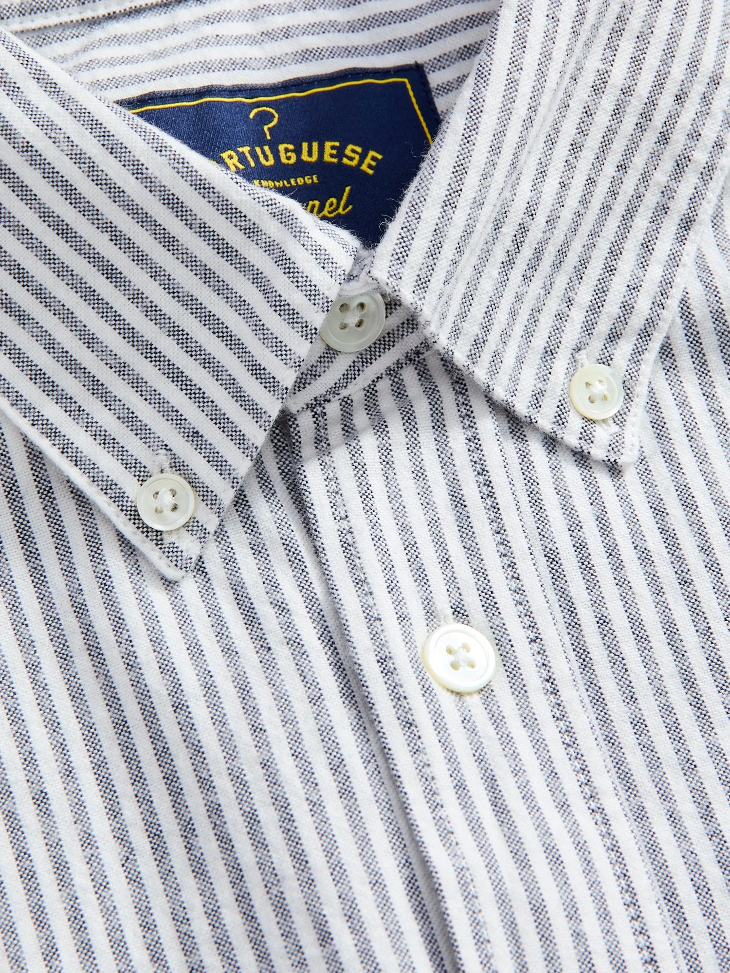 Brushed Oxford Stripe Button-Up Shirt in Blue