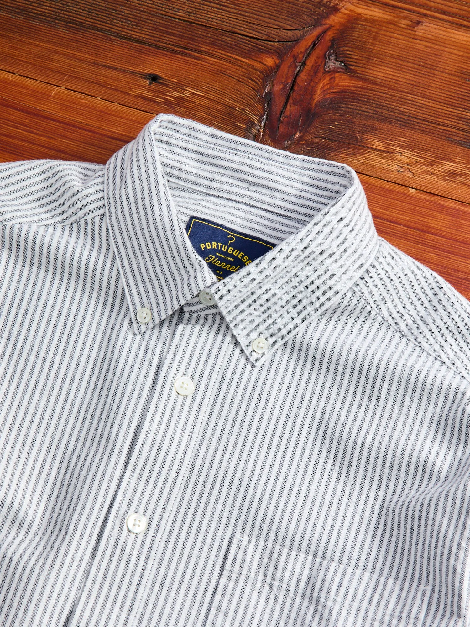 Brushed Oxford Stripe Button-Up Shirt in Blue