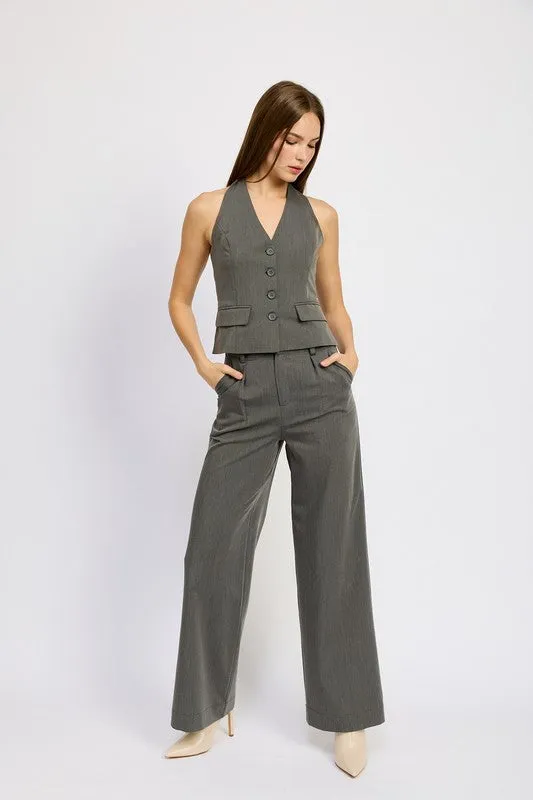 BUTTON DOWN HALTER VEST
