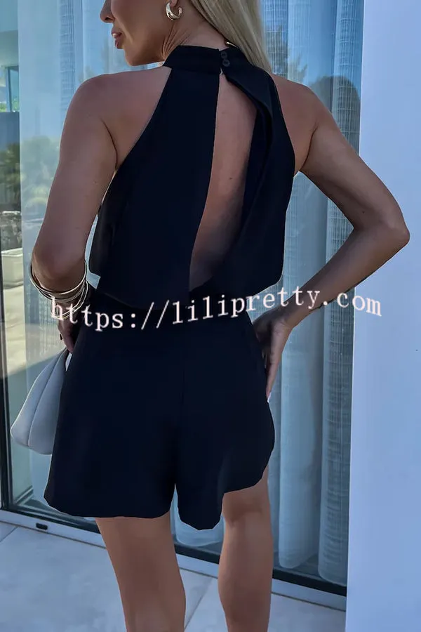 Celebrate Time Front Center Crossover Design Backless Loose Romper